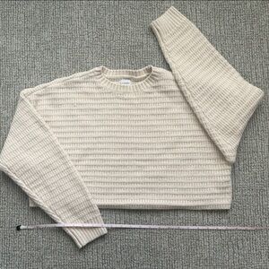 La Hearts Textured Cream Crew Neck Sweater